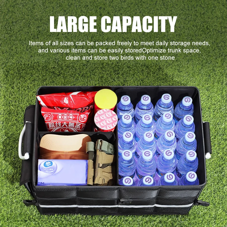 Large Capacity Function Black Car Storage Box Multi-Layer Fabric Foldable Luggage Storage