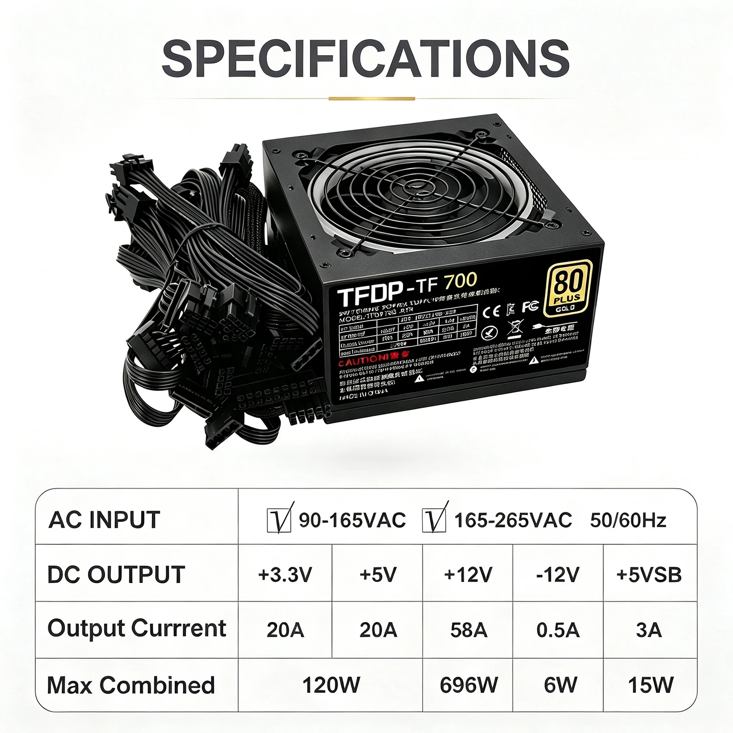700W ATX Power Supply 80+ Gold - Pc Power Supply recension och pris