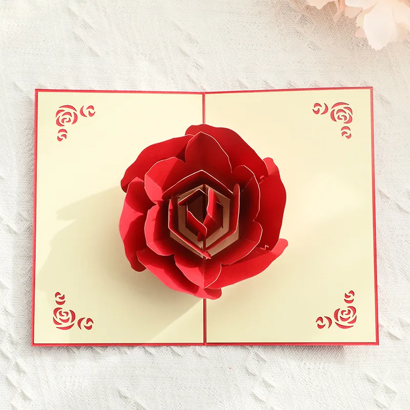Mother's Day Three-dimensional Greeting Card Gift Creative Blessing 3D Three-dimensional Handmade Paper-cut Large Rose Card