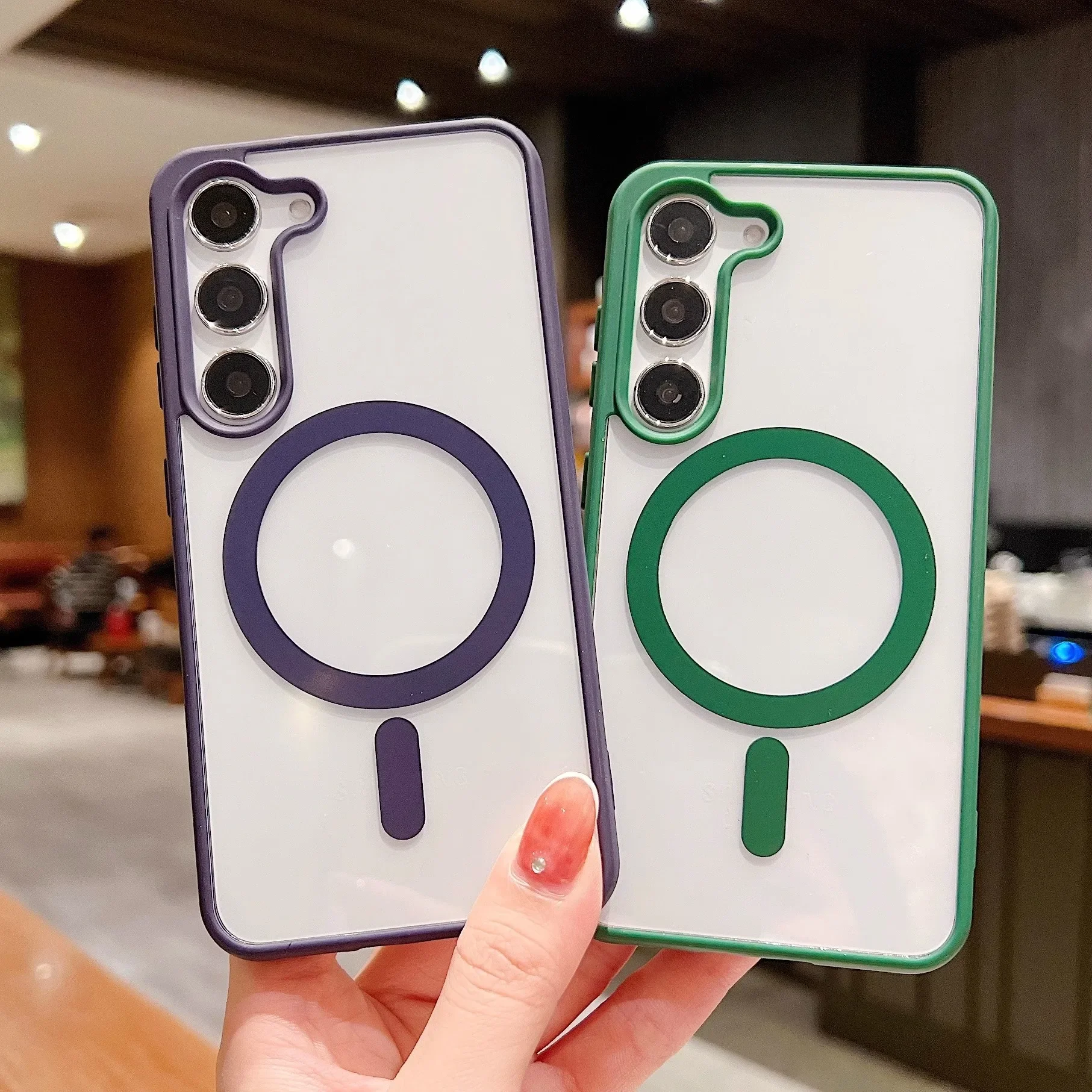 Titanium Gray matte magsafe charging phone case for Samsung Galaxy S25 S24 S23 S22 Ultra Plus Fe magnetic shockproof hard cover - náhled 2