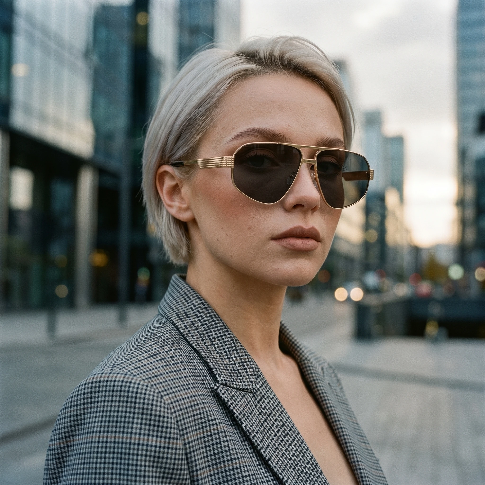 Klassische Doppelbrücken-Aviator-Sonnenbrille Metallrahmen in Gold Unisex Herren Damen Pilotenbrille