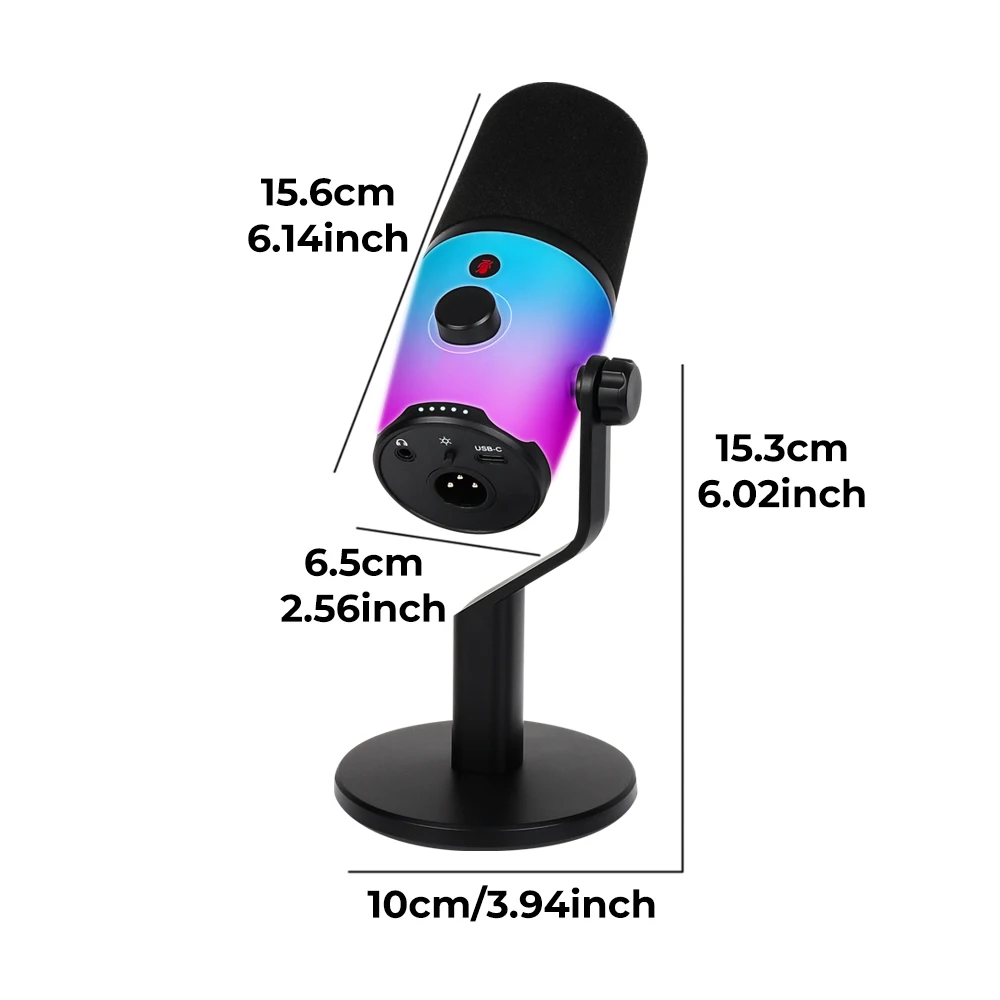 G-Mark Professionelles Dynamisches Usb-Mikrofon, Kabelgebunden, Nierencharakteristik, Pc-Gaming-Podcast-Mikrofon, Rgb-Licht, Schnelle Stummschaltung Sabb8Ae5658E34C49A68212C416E6E5F3W