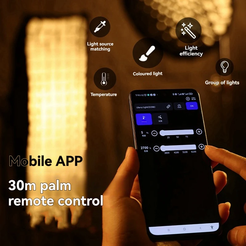 Ulanzi VL-200Bi 200W V-Mount Video Light Wireless Control, CRI 95+ Adjustable 2700K-6500K CCT For Livestreaming