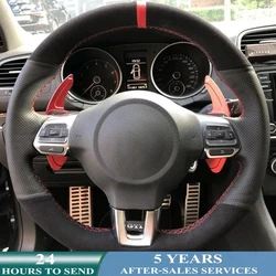 Car Steering Wheel Cover Hand Sewing Black Suede For Volkswagen Golf 6 GTI MK6 VW Polo GTI Scirocco R Passat CC R-Line 2010