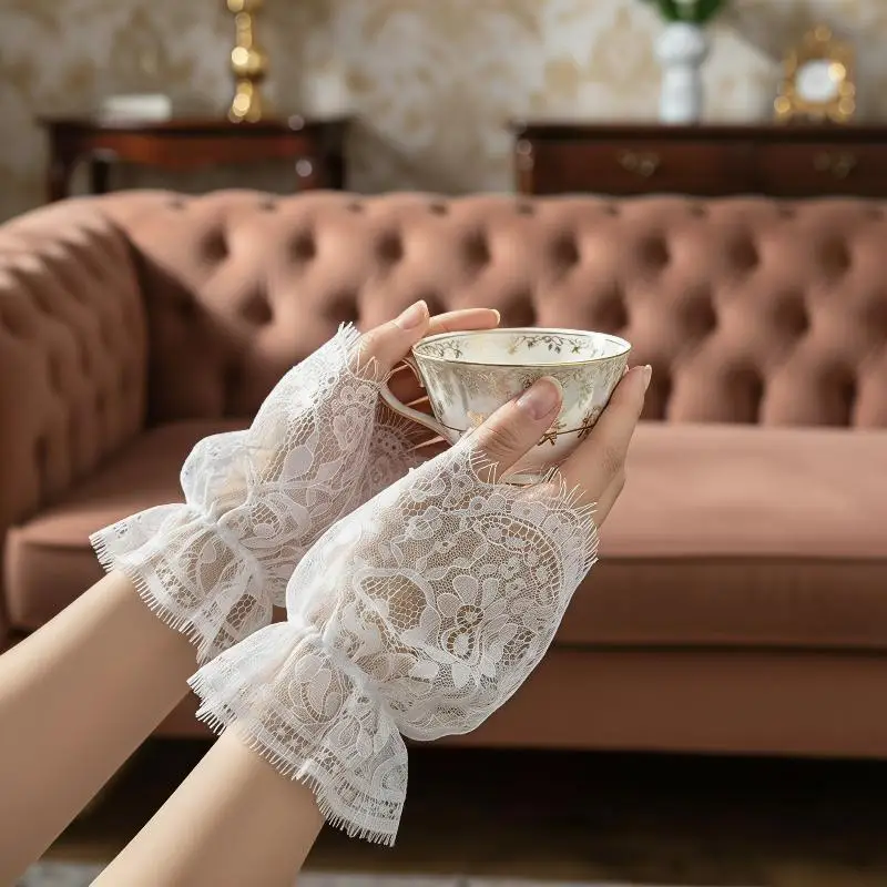 1 Paar Falsche Manschetten, Spitzen-Ärmel, Falsche Handschuhe, Handgelenkmanschetten für Damen, Pullover, Hemd, elegante Bekleidung, Accessoires – Detail 9