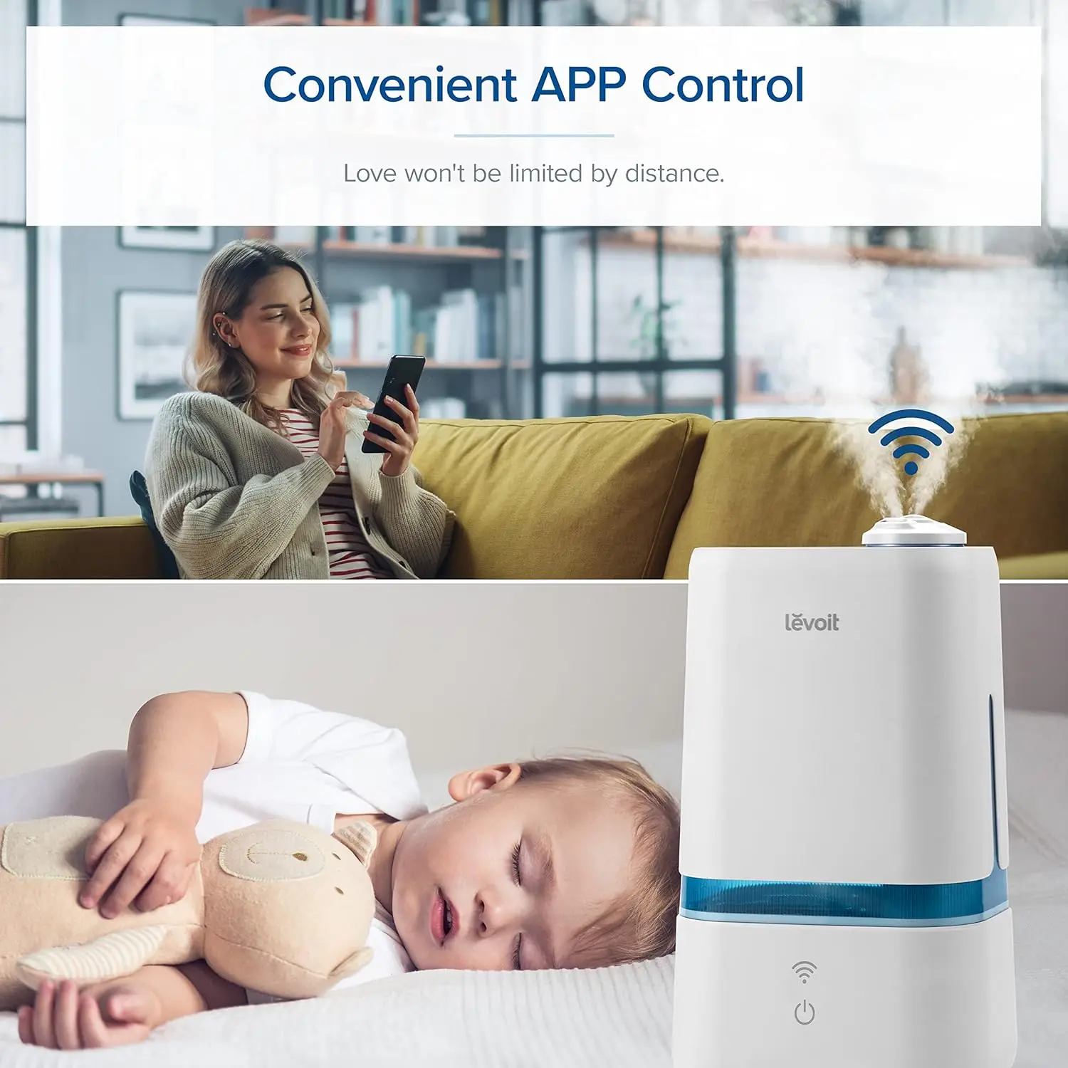 4L Smart Cool Mist Humidifier for Home Bedroom with Essential Oils, Customize Humidity for Baby & Plants, APP & Voice Control