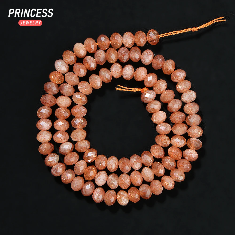 A++ Natural Brazil Golden Sunstone 4*5-6mm Faceted Rondelle Beads for Jewelry Making Wholesale Stone Beads DIY Accessories