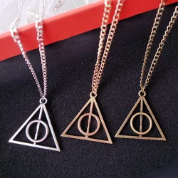 Collar con colgante de triángulo de la muerte de Harry Potter, varita mágica de la Academia mágica, accesorios de moda, collares, regalo de joyería para pareja