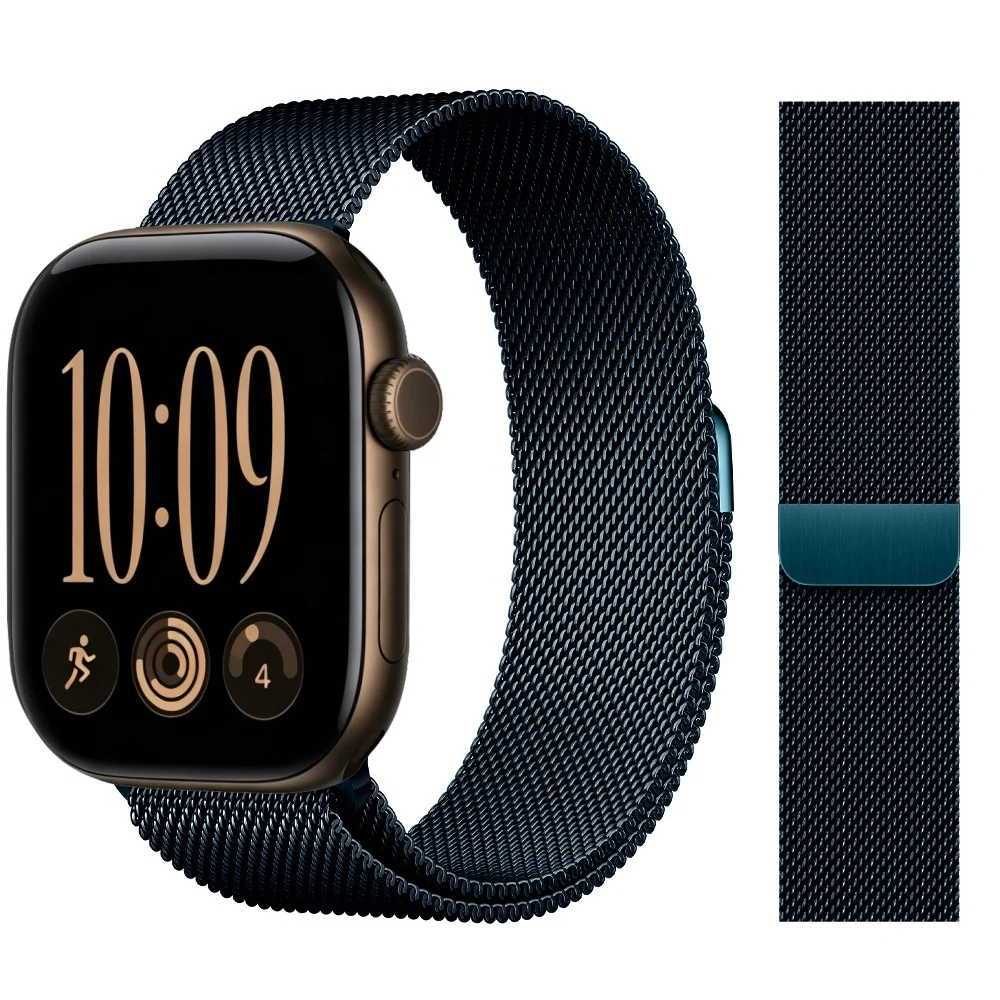 Milanese band voor Apple Watch, 46, 42, 44, 40, 45 mm, originele metalen band, geschikt voor iWatch Series 12, 11, 10, 9, 8, SE, Ultra 3, 4.
