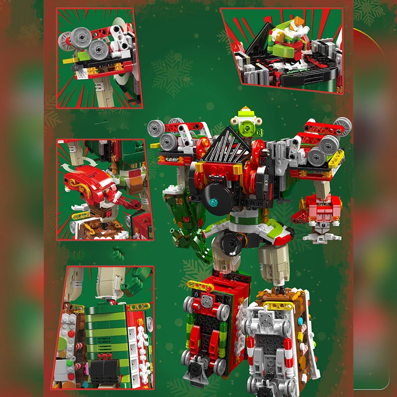 1522PCS MOC MouldKing 12028 Christmas Train Building Blocks Transformable Robot Figuren Model Brick Puzzle Toys Christmas Gift