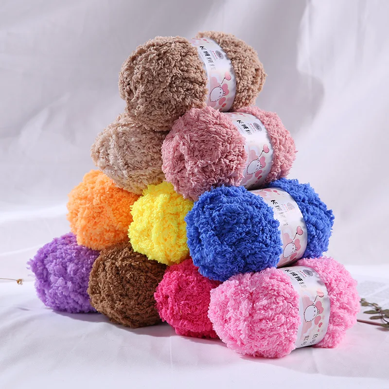 

50g/roll 35M Soft Thin Coral Velvet Towel Yarn Coarse Wool Thread DIY Hand Knitting Baby Thread Crochet Bags Hats Dolls