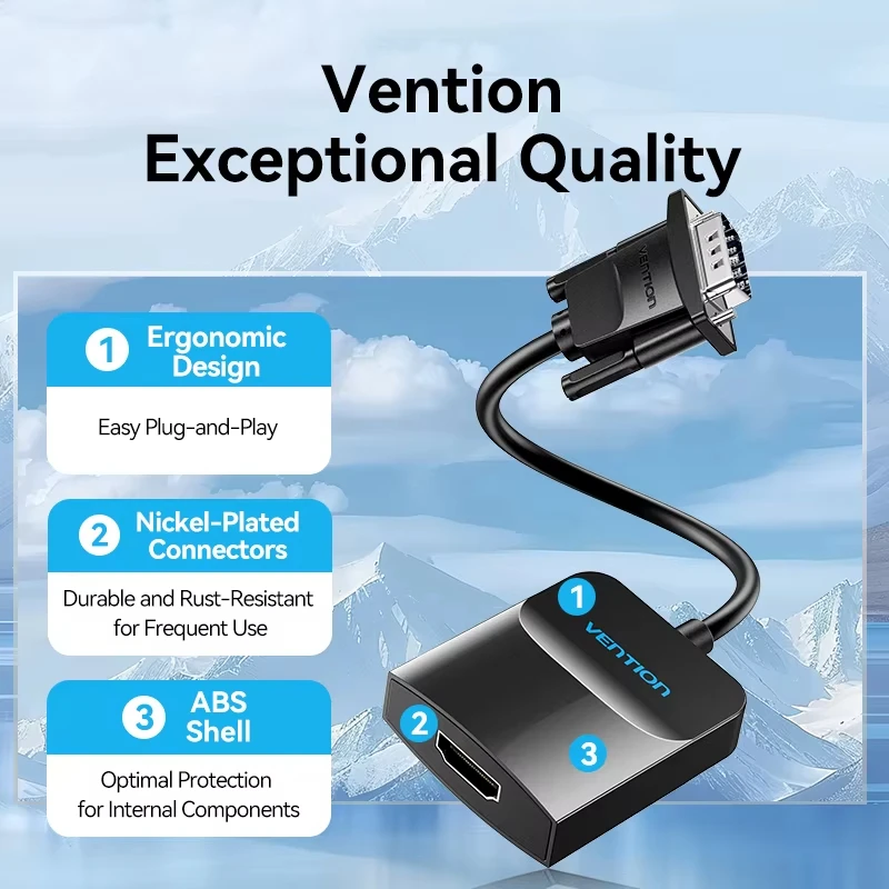 Vention adaptador vga para hdmi com suporte de áudio 1080p para pc laptop para projetor hdtv conversor de áudio de vídeo vga hdmi conversor 1m