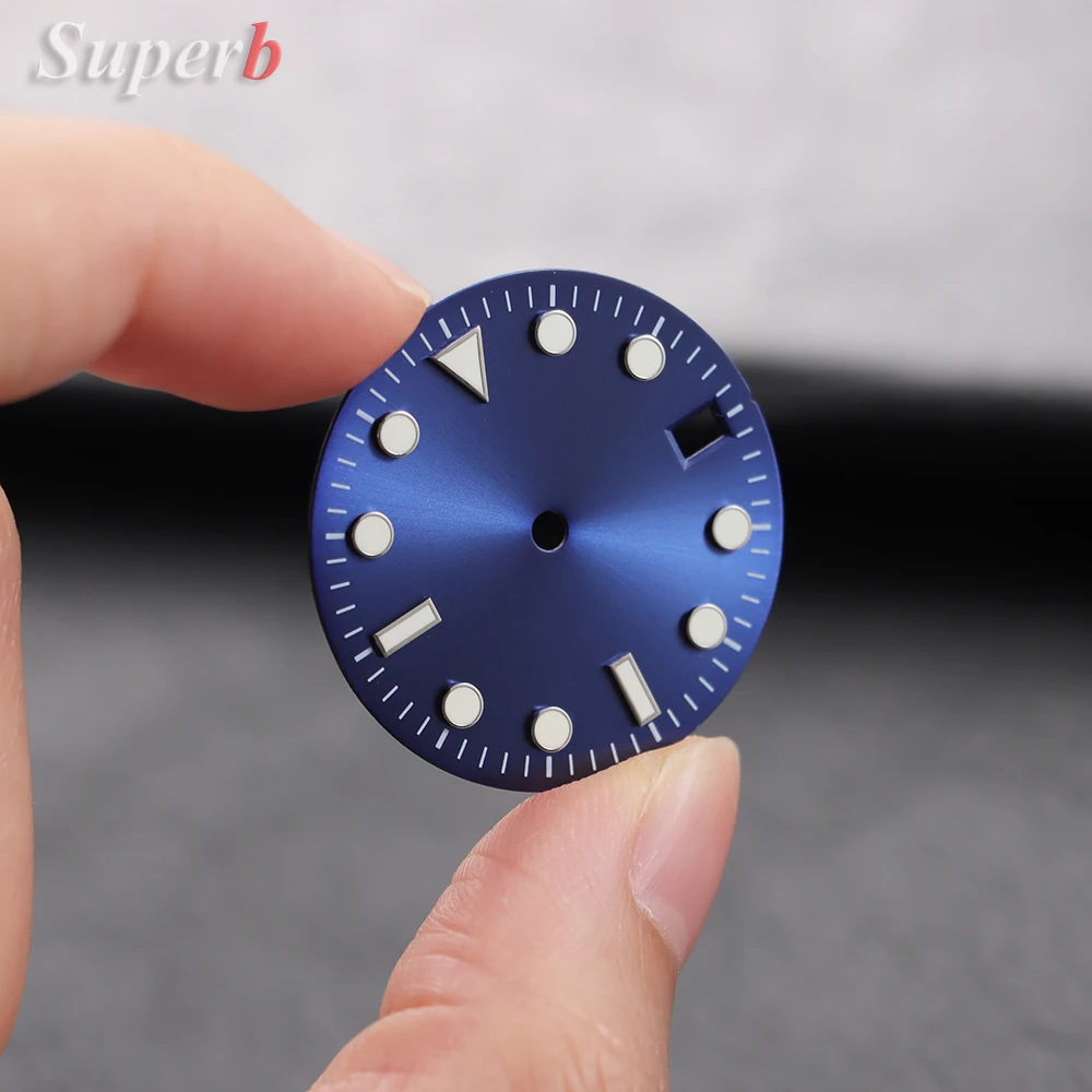 NH35 28.5mm Green Luminous S Dial SUB Mariner Watch Dial Suitable for NH35 NH36 4R36 Movement Watch Face Tools Watch Accessories