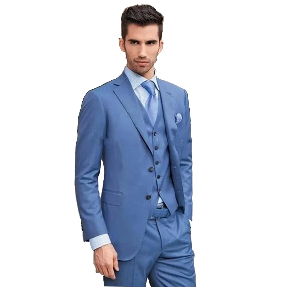 Handsome Men\'s Suits Full Set Single Breasted Notch Lapel Formal Outfits Wedding Costume Slim Fit 3 Piece Jacket Pants Vest 2024