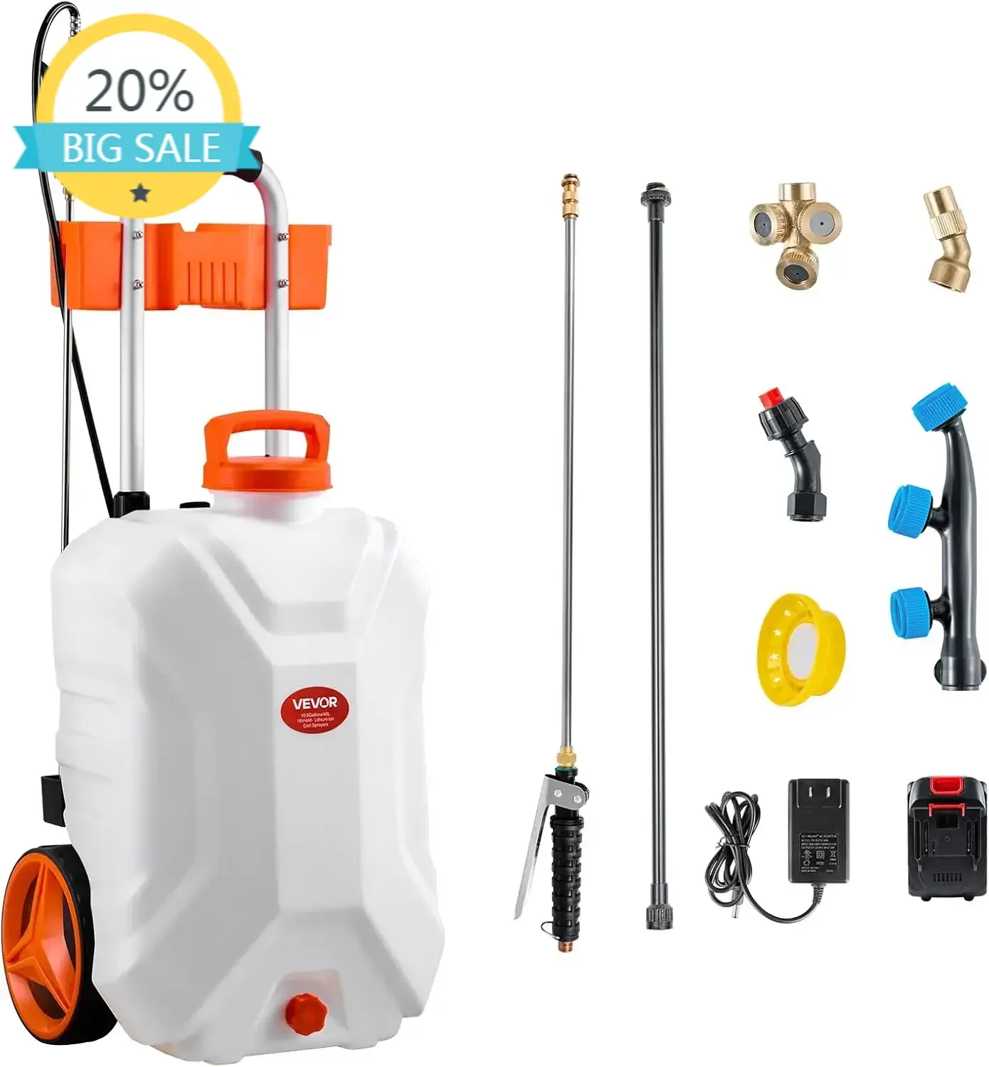 

Бестселлер! Горячие продажи! Аккумуляторный опрыскиватель на колесах, 10 галлонов, электрический опрыскиватель для сорняков, регулируемое давление 0-80 PSI, для сада и газона.