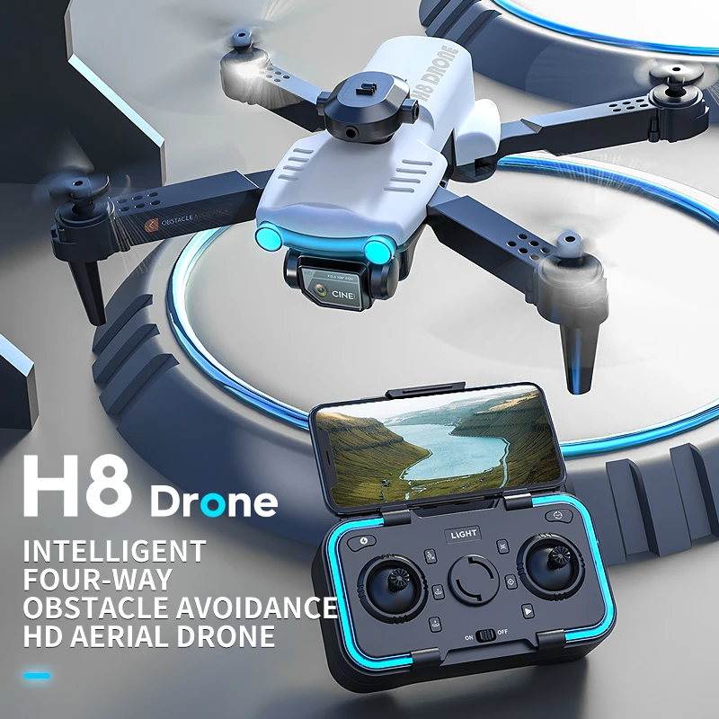 2024 H8 remote control obstacle avoidance drone folding aerial photography HD dual camera optical flow quadcopter toy