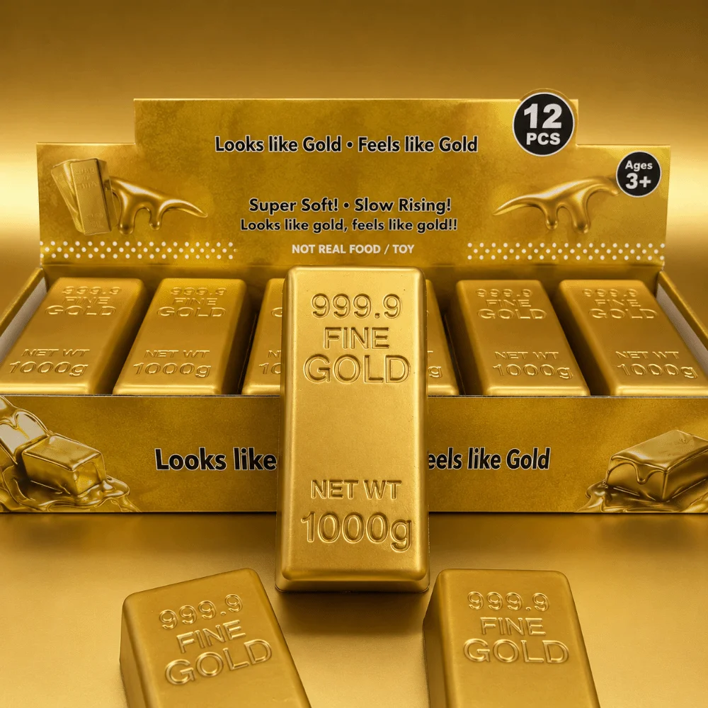 New Soft Gold Brick Squeeze Toys PU Slow Rebound Sensory Fidget Toy Gold Bars Decompression Toy Gifts