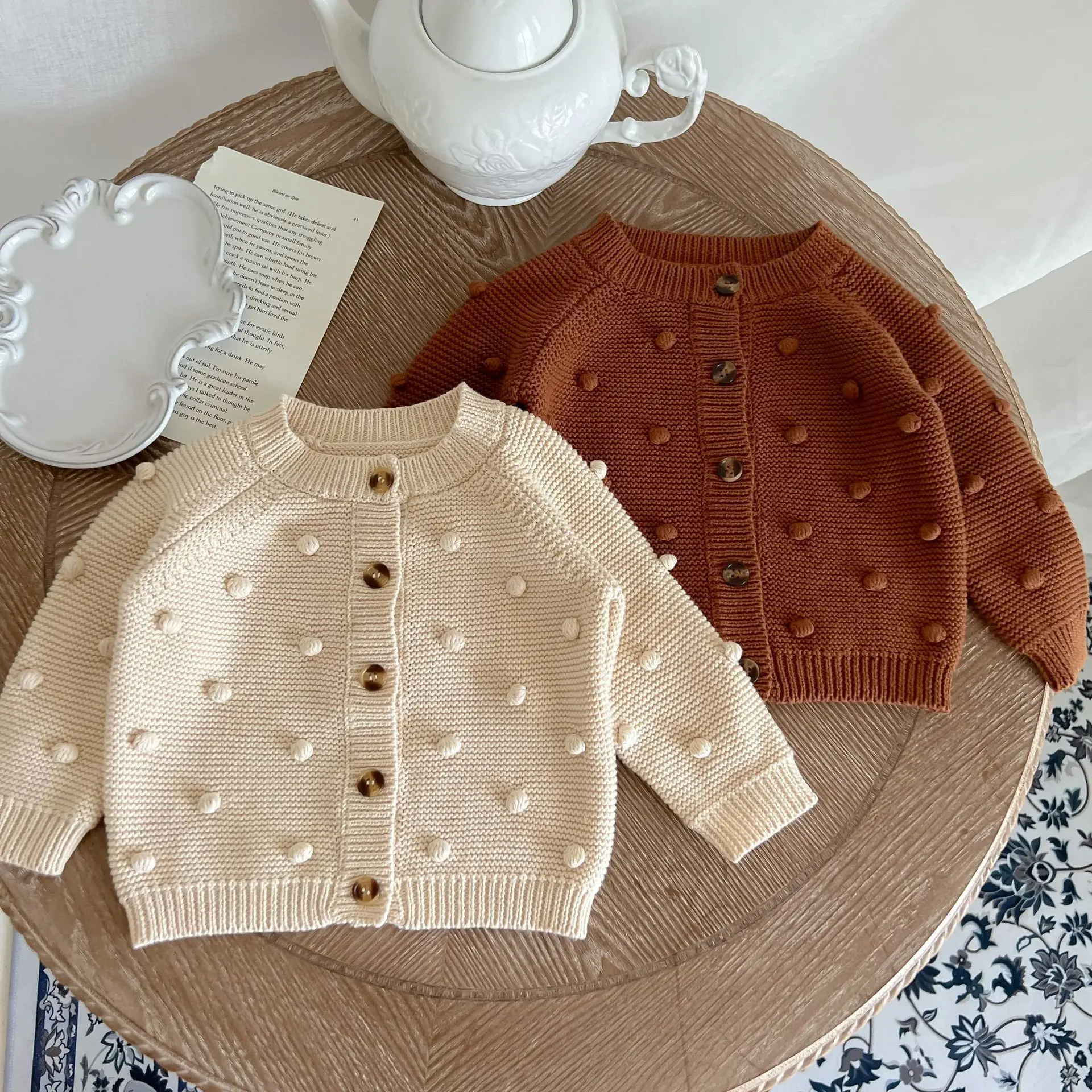 

Autumn Baby Clothes Newborn Pompom Knitted Baby Cardigan For Girl Boy Sweater Coat Infant Toddler Jumpers Cardigan Top Outerwear