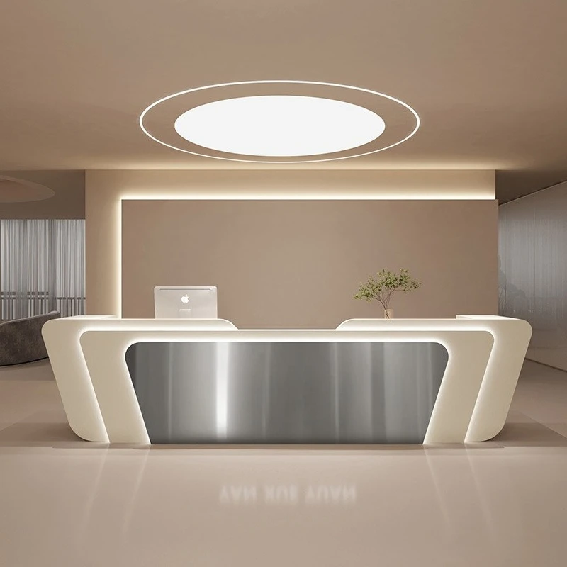 Mostradores de Recepción de Acero Inoxidable, Minimalistas, Modernos y Elegantes, Muebles para Consultorio Dental y Salón de Belleza, Banco de Recepción ZY40JDT