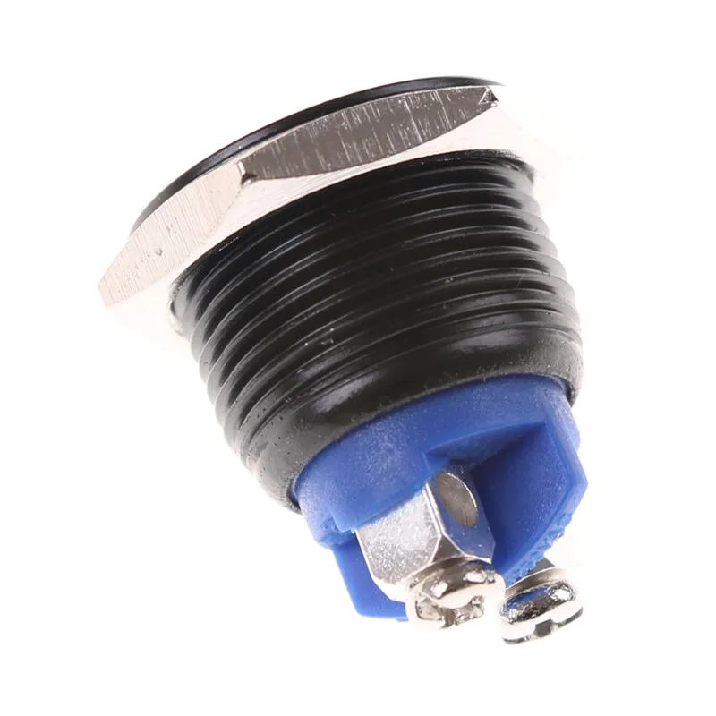 1PC 16mm Stainless Steel Black Waterproof Starter Switch Momentary Button