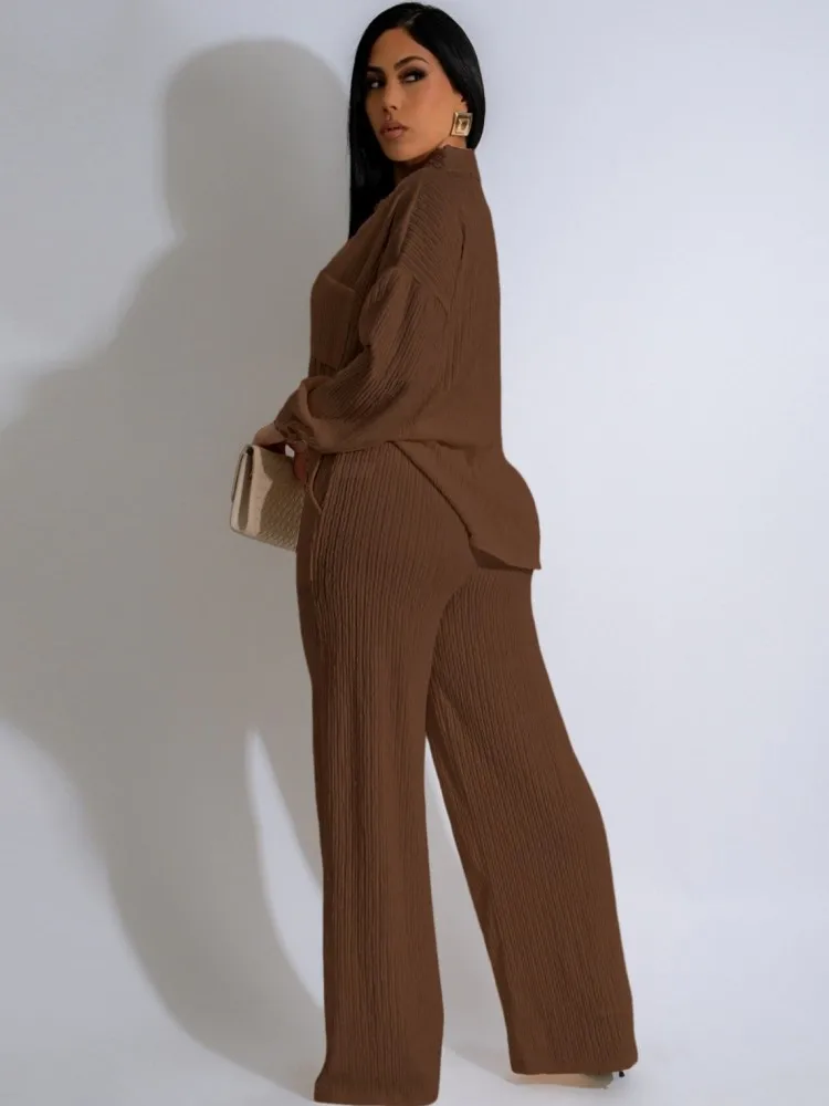 2 pezzi set da donna 2025 estate autunno camicia tinta unita camicetta completo top e pantaloni abiti set da due pezzi tuta outfit
