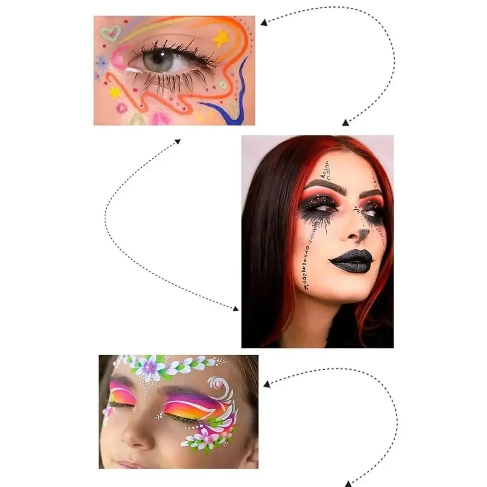 Kit de pintura facial corporal multicolorida, maquiagem colorida, arte corporal, palhaço, lavável, paleta de pintura facial, festa
