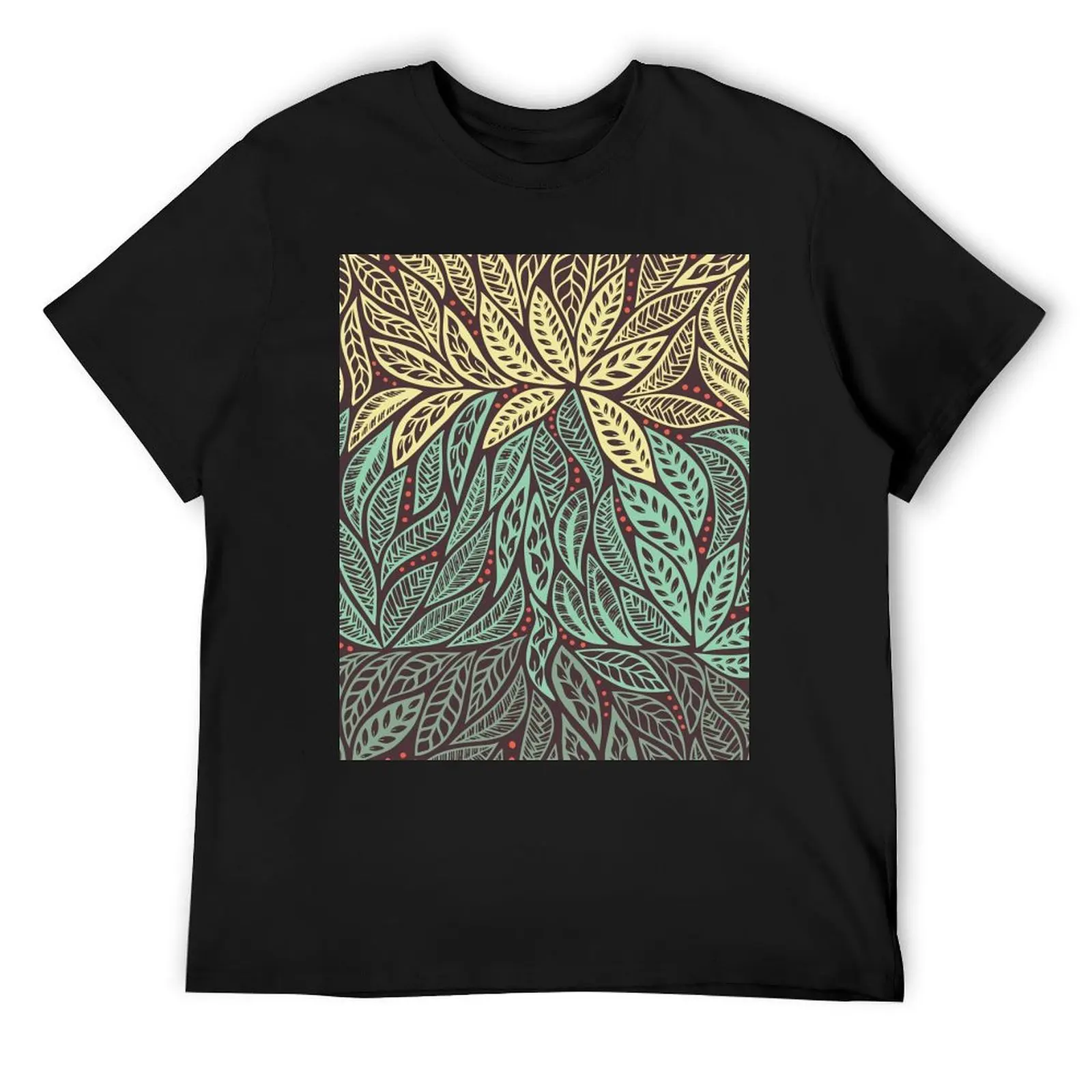 

Hand-drawn Polynesian Tribal Tattoo Green and Yellow Floral Retro Design T-Shirt plus sizes quick drying mens champion t shirts