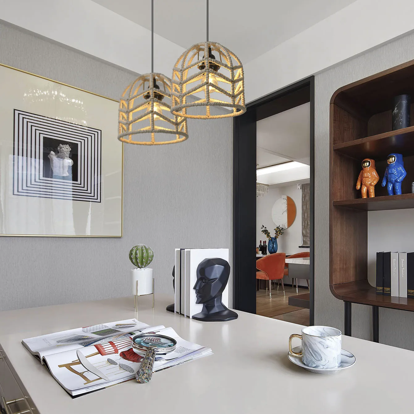 تركيب المصابيح ورقة اليدوية أنيقة الفنية الزخرفية قلادة مصباح المنسوجة الظل بوهو عاكس الضوء غطاء الإضاءة الإبداعية الفريدة