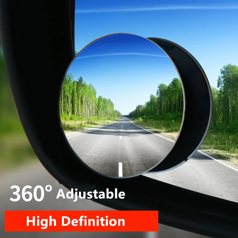 1/2Pcs Rimless HD Wide Angle Convex Blind Spot Mirror 360° Adjustable Car Rear View Auxiliary Safety Mirror Accessory