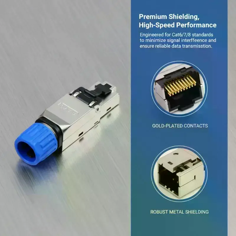 Robust Shielded Toolless Connector Ethernet Plug for 22~26AWG Network Solutions