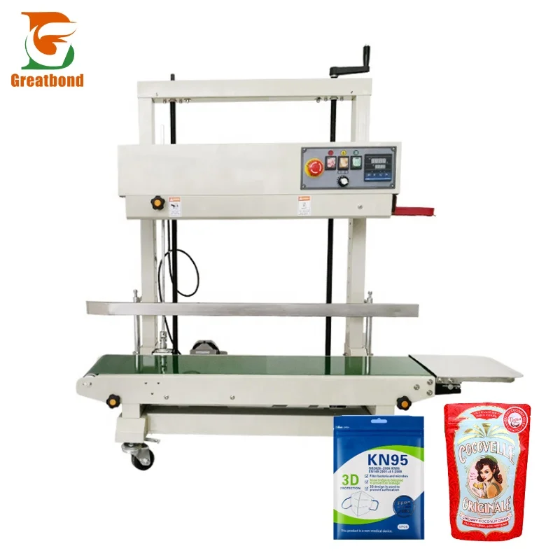 FR-1100V Easy Operate Adjustable Height Large-sized Solid Ink Coding Band Sealer Vertical PE Film Bag Sealing Machine For Sale