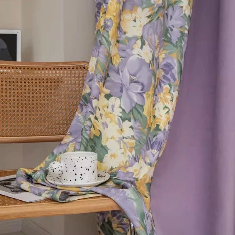 الحديثة النمط الأمريكي الأرجواني زهرة الستائر لغرفة المعيشة غرفة الطعام غرفة نوم تعتيم ستائر غرفة الأطفال تخصيص #5