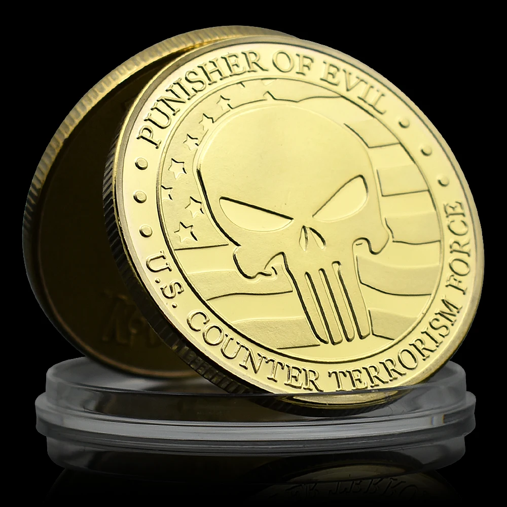 Punisher of Evil Coin U.S. Counter Terrorism Force  Commemorative Coin Gifts Gold Plated Challenge Coin Home Decoration