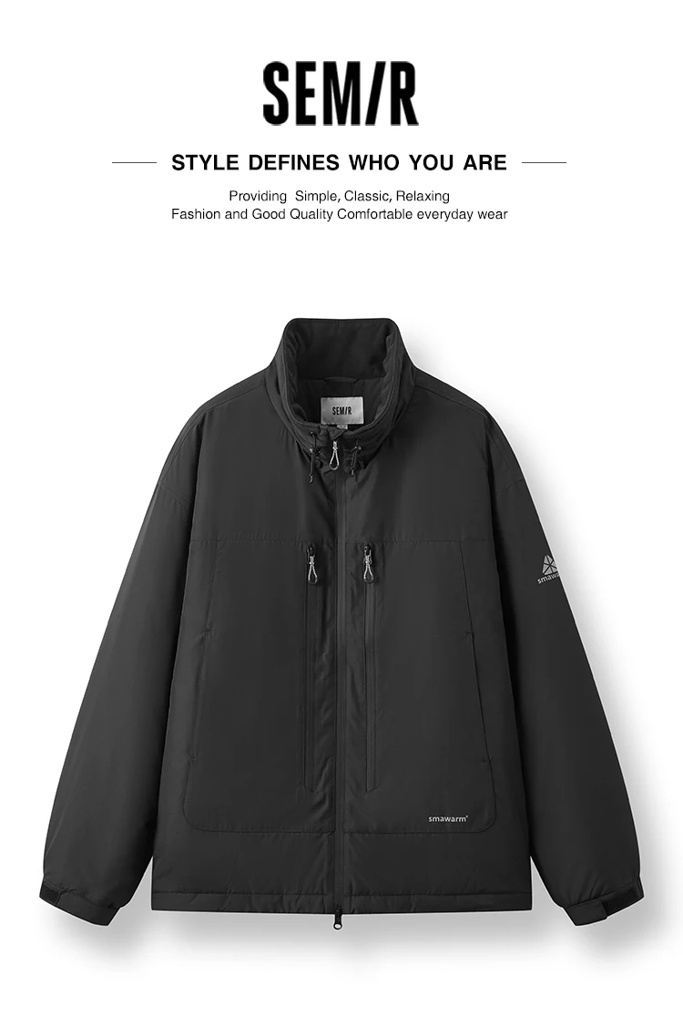 Semir Cotton Coat Men Winter Heat-Generating Tech Three-Resistant Outerwear 2025 New Outdoor Functional Loose Stand Collar