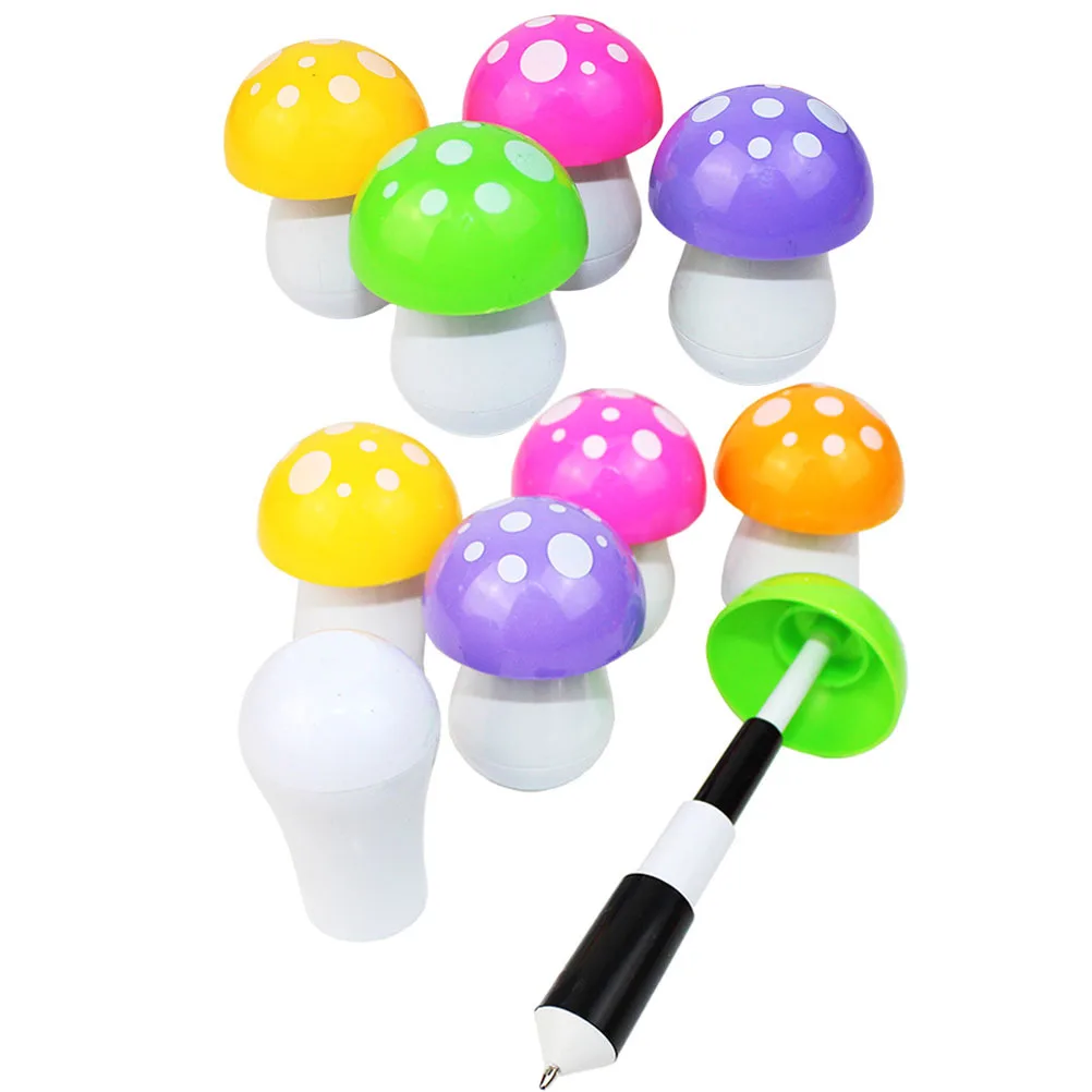 

10Pcs Retractable Mushroom Ballpoint Pens Cute Portable Writing Sticks for Students School Supplies Gift Mini Pens