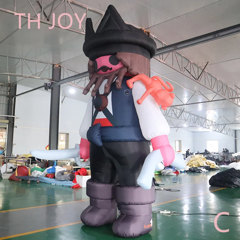 nave aerea veloce a porta, cartone animato pirata gonfiabile personalizzato per parata pubblicitaria all'aperto, cartone animato pirata gonfiabile con luce