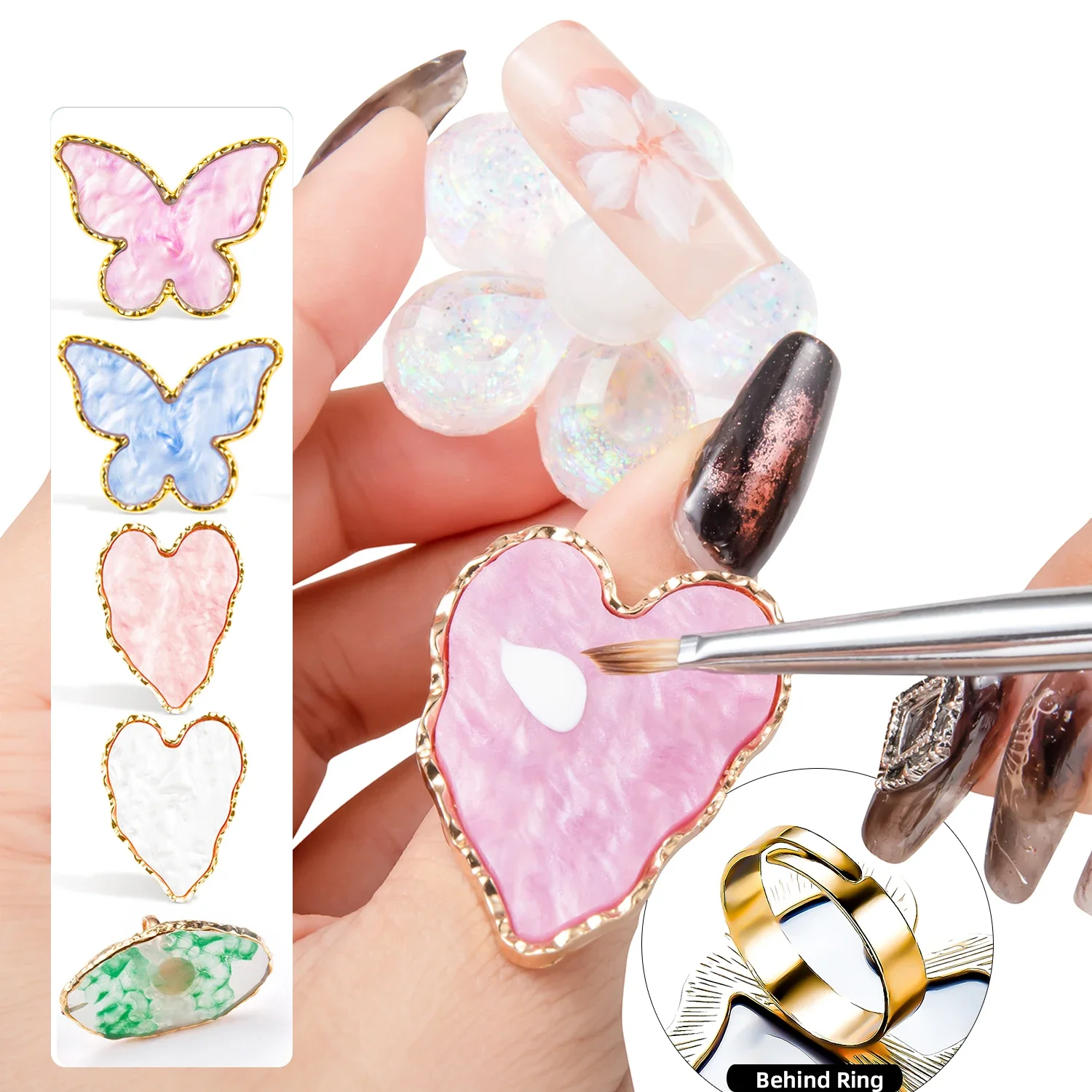 

Мини-смола Fingerring Design Plate для смешивания УФ-гель-лака в форме сердца, накладные ногти, подставка для накладных ресниц, клей-лоток, инструмент