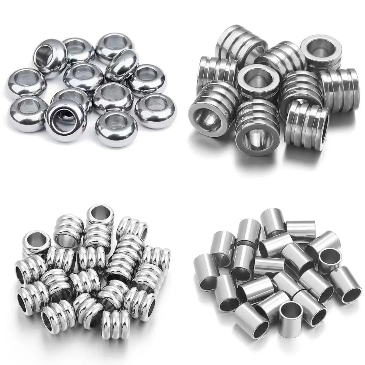 10-20PCS Edelstahl Perlen Für Schmuck Machen Rohr Spacer Perlen Charms Slider Große Loch Perlen DIY Leder armband Erkenntnisse – Detail 2