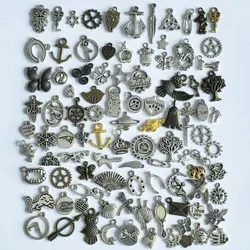 50PCS Mixed Shapes Small Metal Charm Pendants Fit DIY Earrings Bracelets Jewelry Making Accessories Handicrafts Supplies