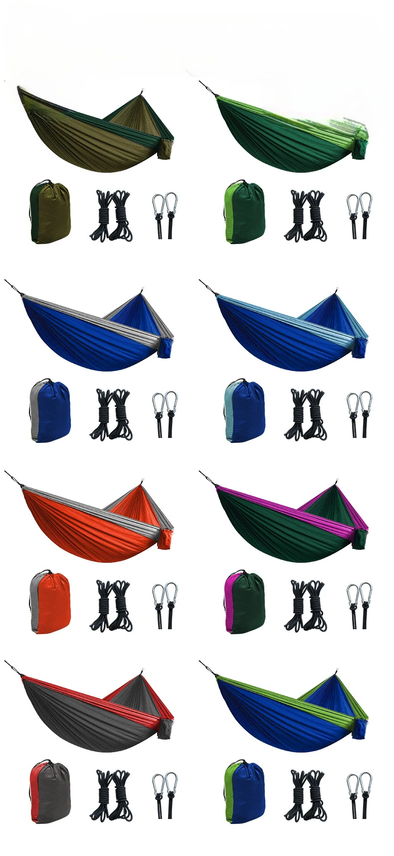 Hammock Nylon Ultra-light Spinning Color Matching Single Double Outdoor Three-seat 300 Lb Load-bearing