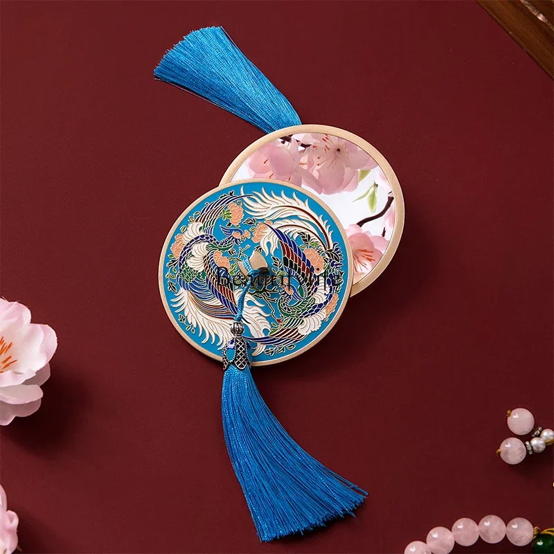 

Hexi Forbidden City Phoenix Flower Mirror Portable Handheld Makeup Mirror Female Antique Texture