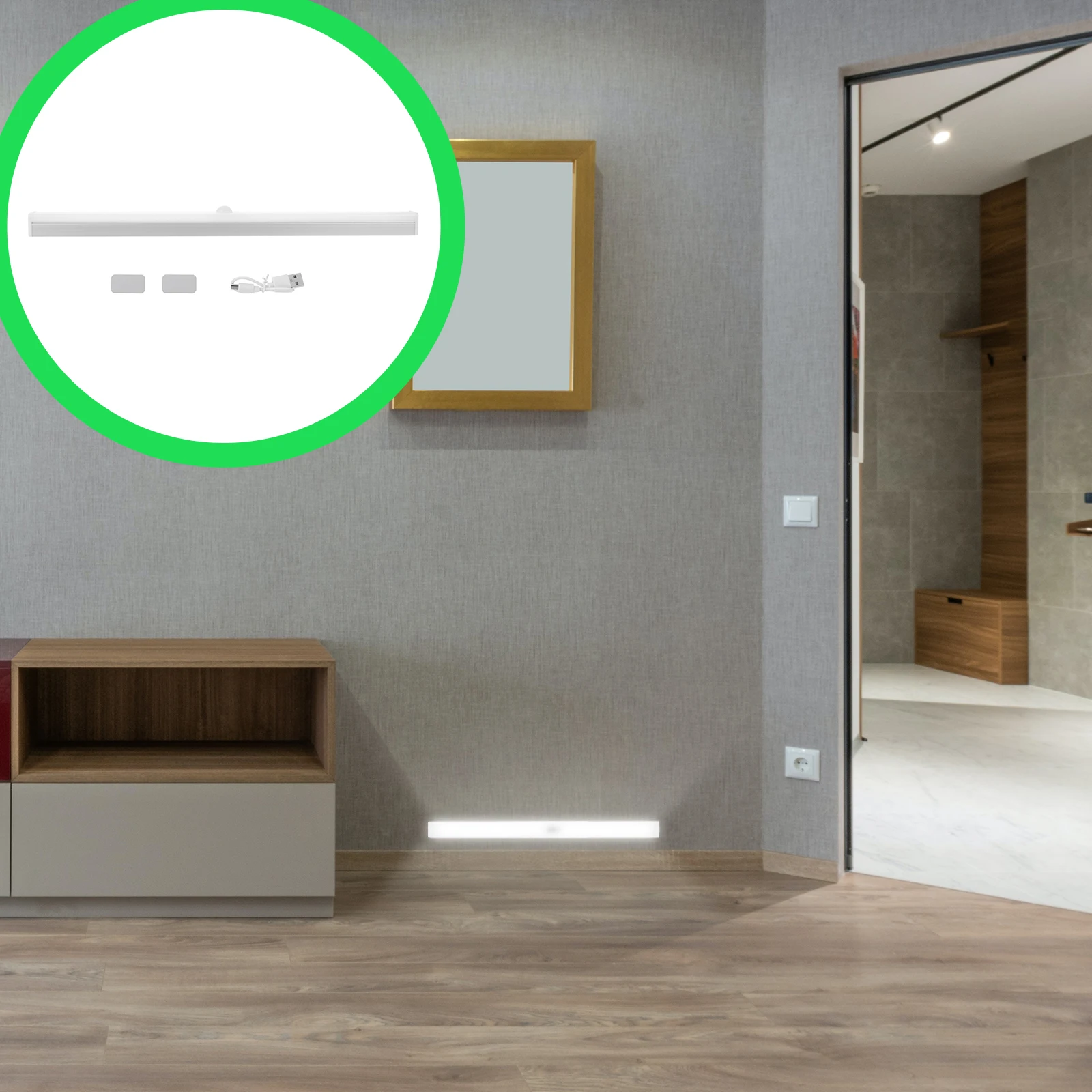 

Simple Led Body Sensing Cabinet Light Wardrobe Night Light Usb Charging Strip Wall Lamp For Home Bedroom Closet Multi-Purpose