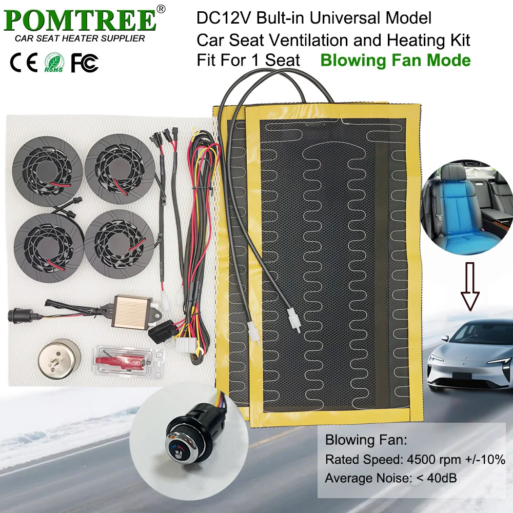 

Universal DC 12V Car Seat Heating Seat Ventilation and Heating Kit Fit 1 Seat,With 4 Fans Car Seat Modification In Summer