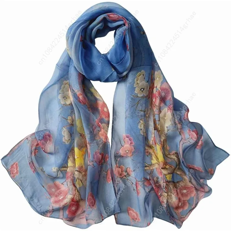 أوشحة Pokeedioty للنساء، أوشحة خفيفة الوزن، أوشحة شفافة أنيقة بنمط الأزهار