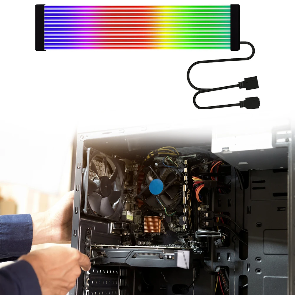 

5V 3Pin ARGB Sync PC Cables 8Pin 24Pin PSU RGB Cable Extensions Flexible LED Strip Light DIY Kit for Computer Power Supply