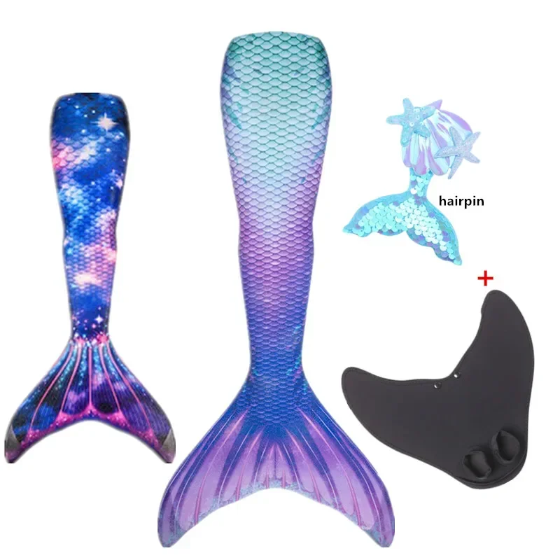 2024 Girls Little mermaid Tails Can Add Monofin Swimming Tail For Kids Adults Summer Dress Swimmable Suit Costume