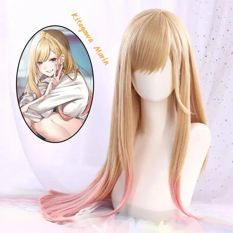 

Anime Marin Kitagawa Cosplay Wig My Dress Up Darling Cosplay Yellow Gradient Long Straight Kawaii Wigs Halloween Wig Wig Cap