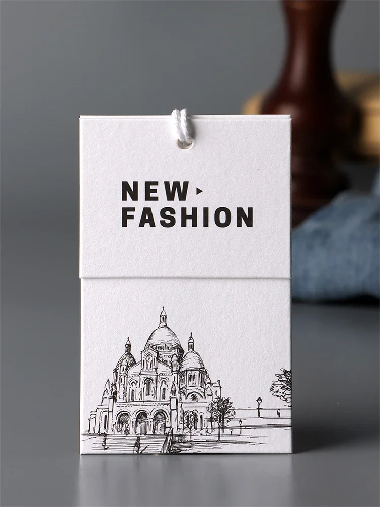 100pcs Vegan Cotton Paper Clothing Hangtags Customized Hanging Card Custom Garment Labels Advanced Hang Tags Price Card Printing