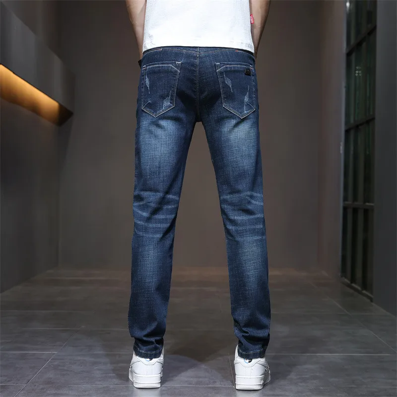 Pantalones vaqueros microelásticos informales para hombre, Jeans rectos ajustados de alta calidad para viajes y vacaciones diarias, novedad de verano