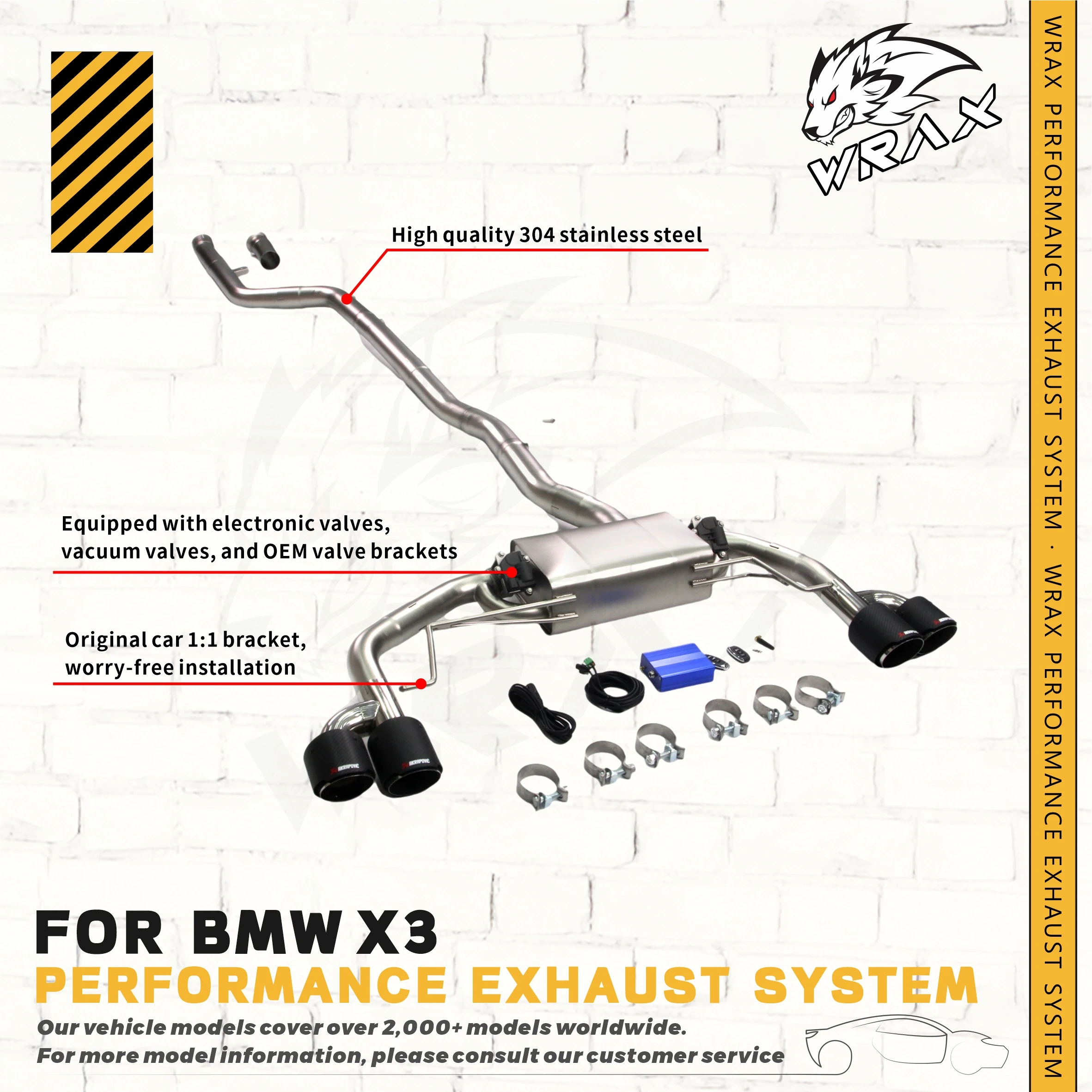 

Car Accessories For BMW X3 G01 G08 F97 G45 Direct Fit ReplacementWRAX Racing Performance Car Catback Exhaust Sport Sound